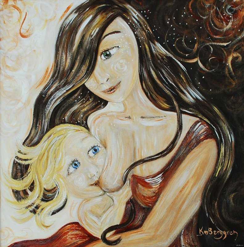 Картина мама с дочкой и сыном