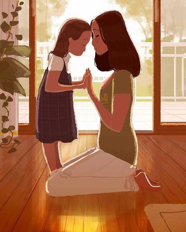 Мама и две Дочки картина