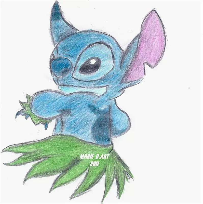 Срисовка Стич и Лили