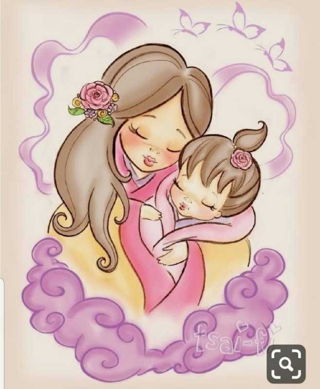 Мама с ребенком арт акварель