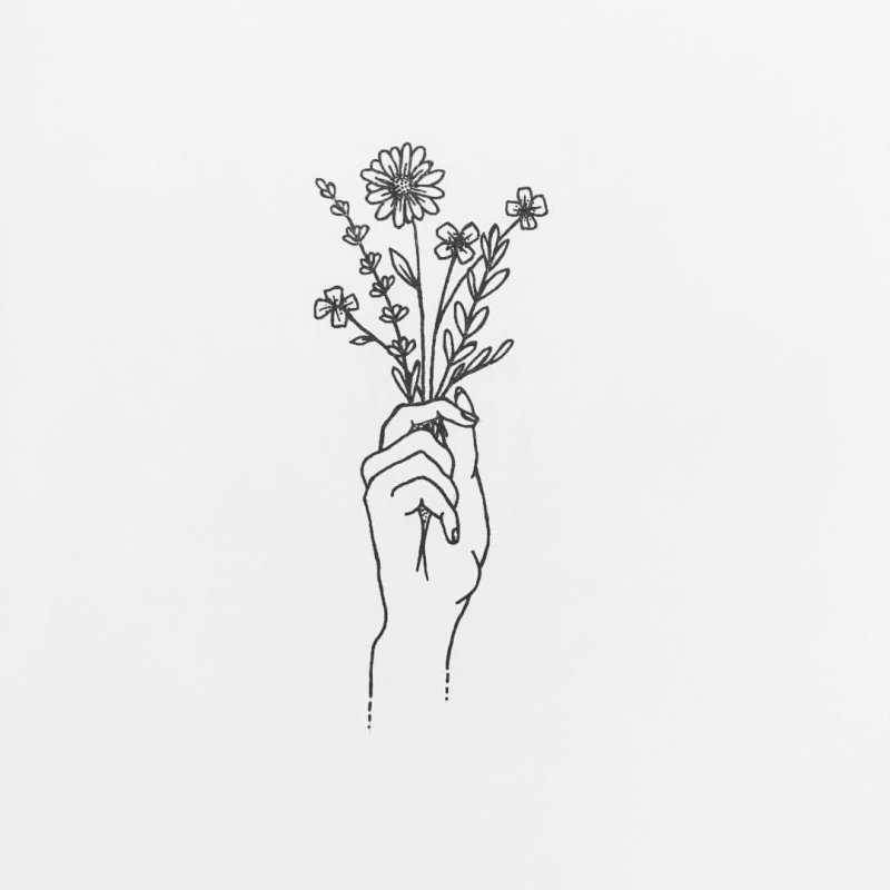 Тату Минимализм цветы