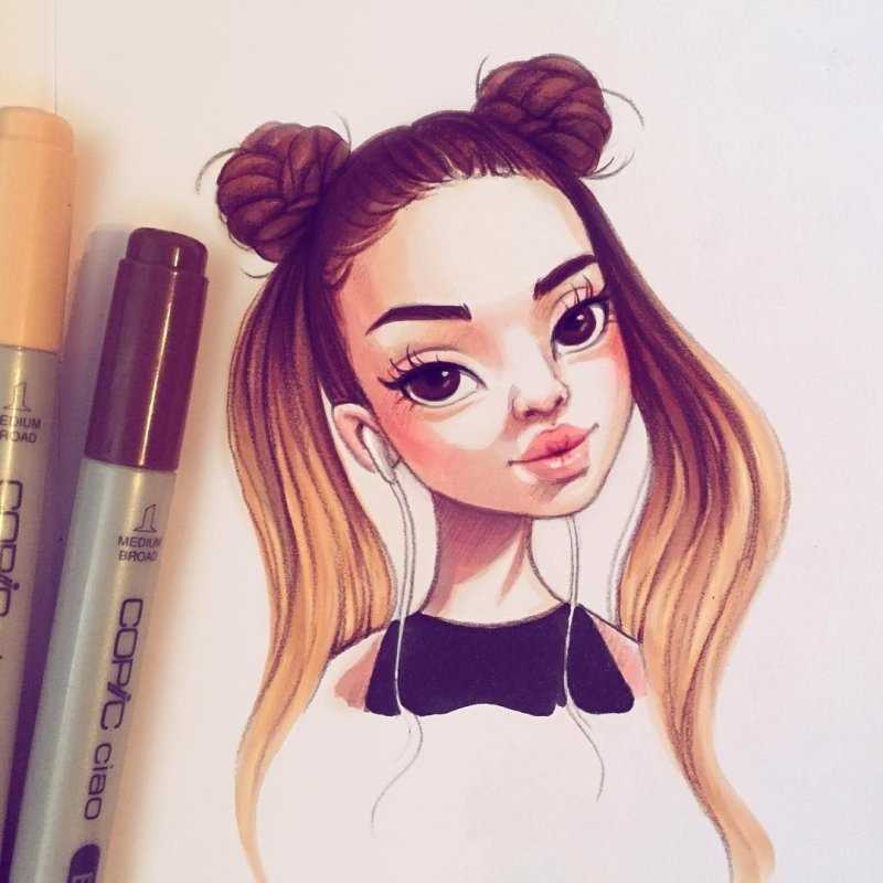 Рисунки для скетчбука лёгкие девочки