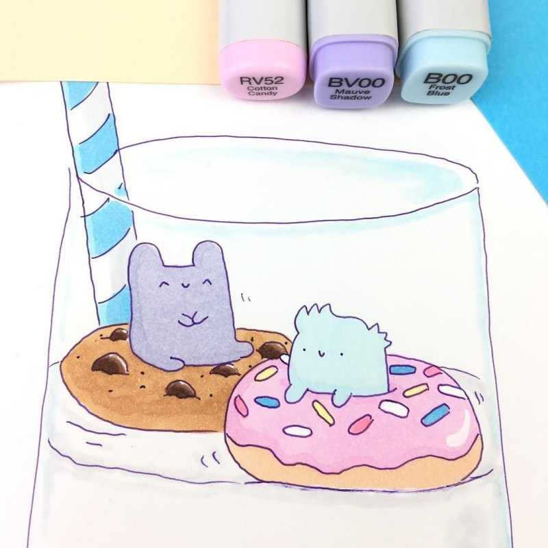 Милые рисунки для срисовки маркерами