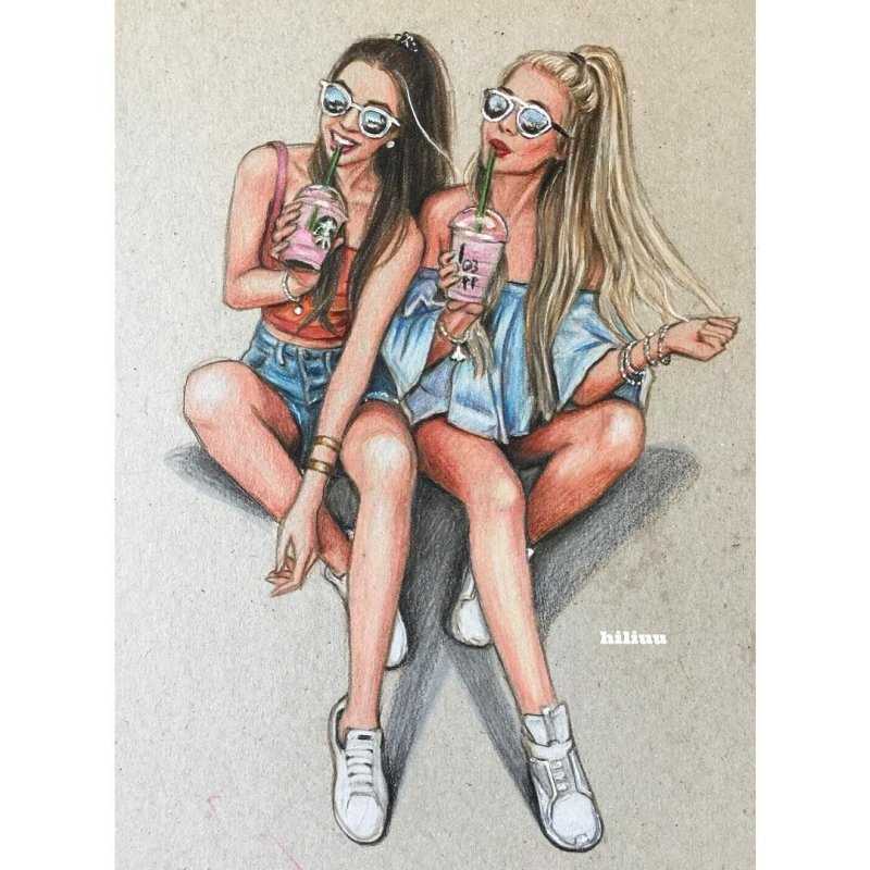 Две подруги иллюстрация