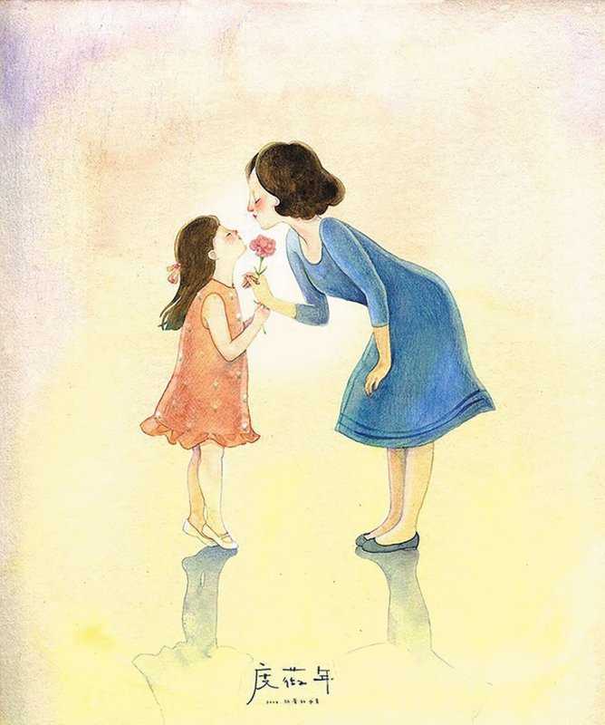 Мама и дочка рисунок