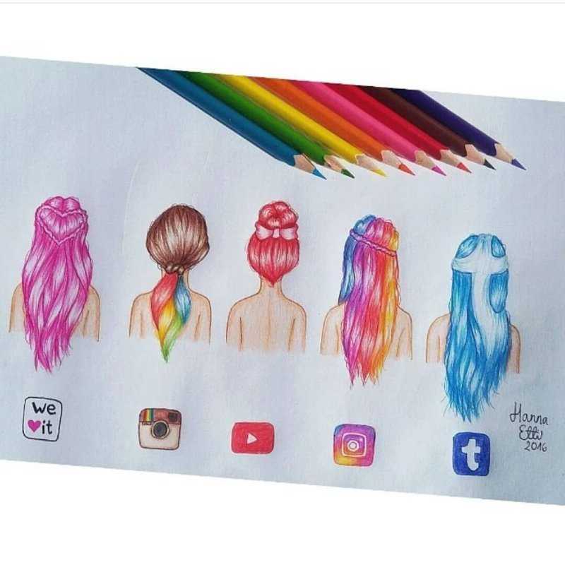 Идеи для рисунков причесок приложений