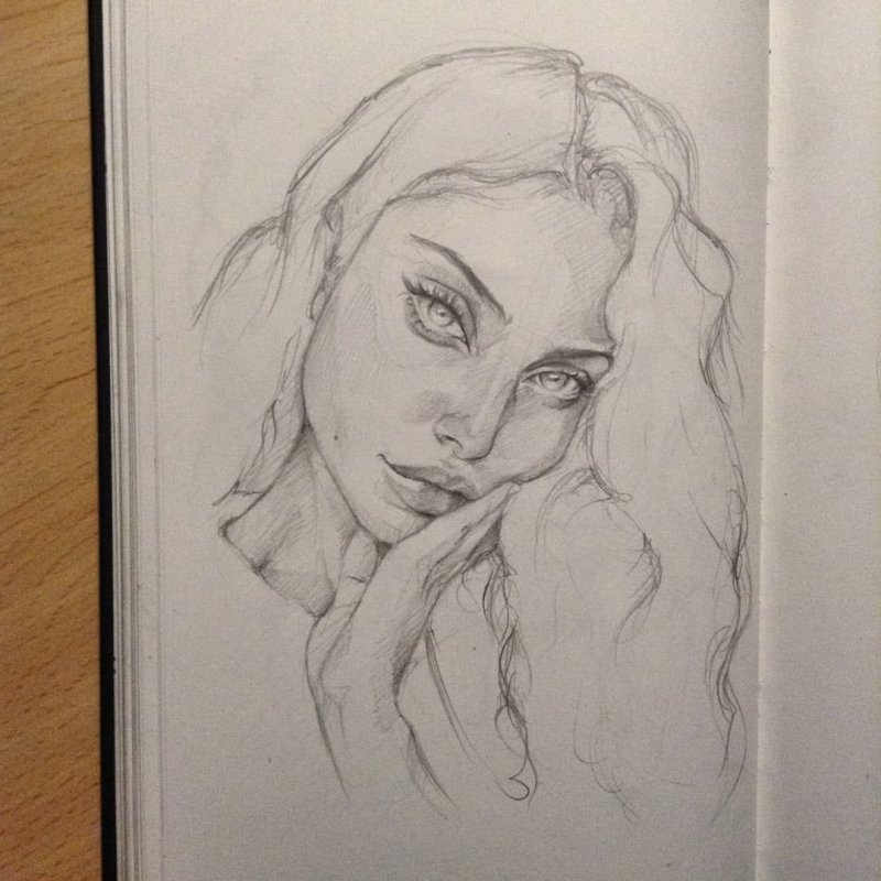 Лицо девушки карандашом для срисовки