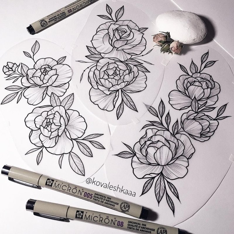 Пионы випшейдинг тату