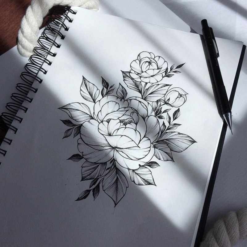 Флористика тату пионы