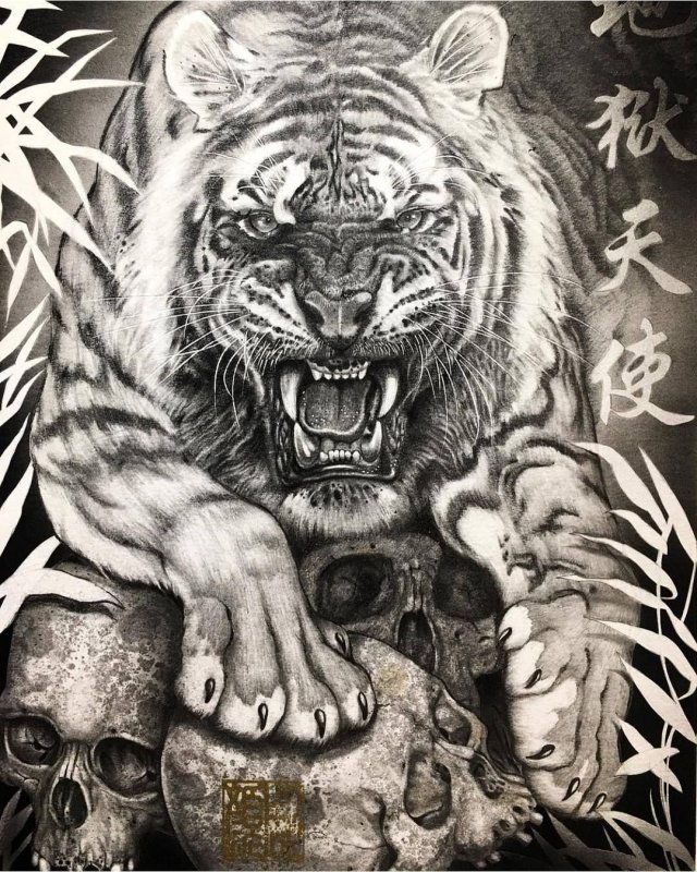 Морда тигра эскиз