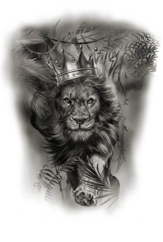 Тату Лев с короной эскизы