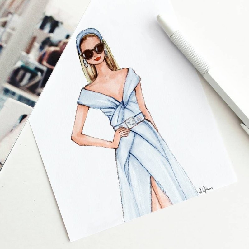 Девушка в платье рисунок