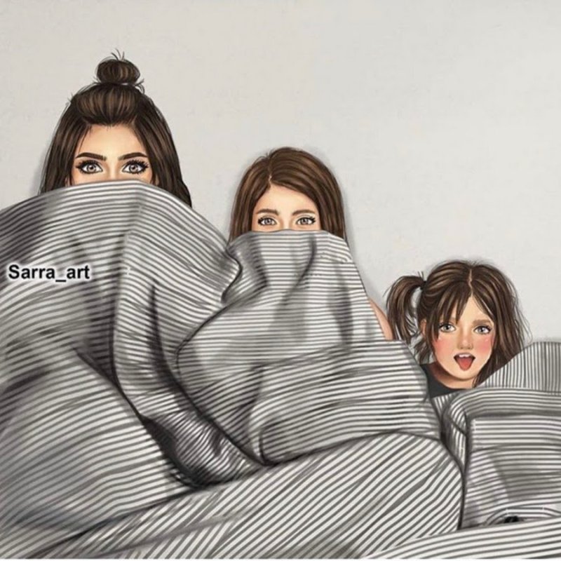 Модные иллюстрации мама и две Дочки