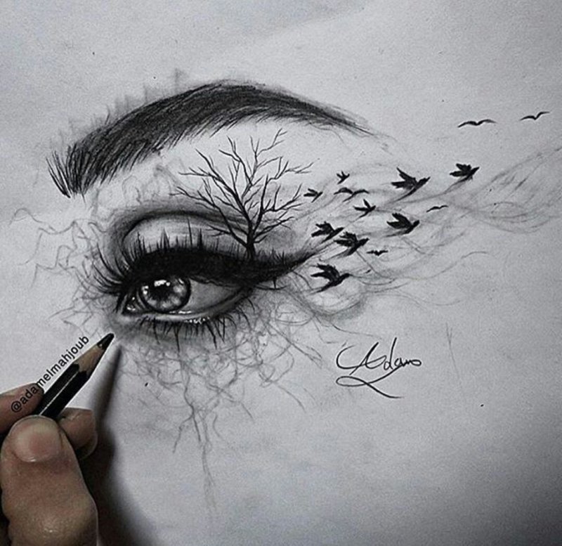 Девушка с рогами эскиз