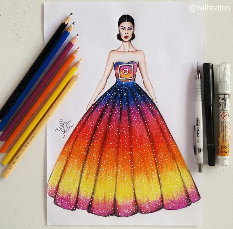 Нарисованные платья в инстаграме