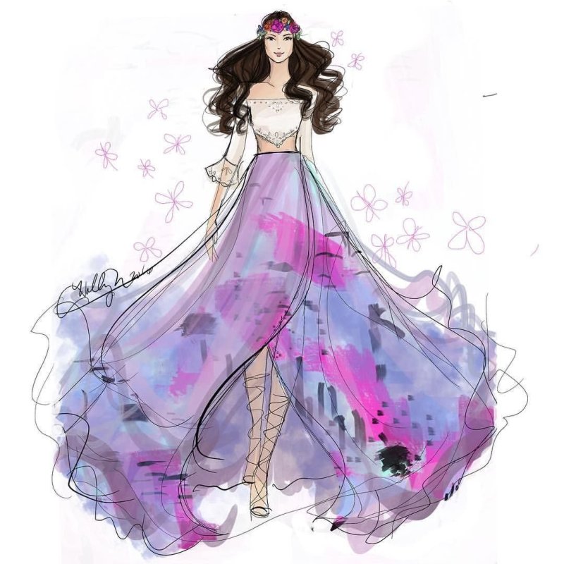 Рисунок на платье красками