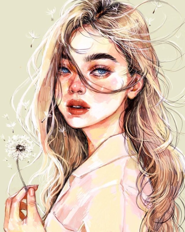 Акварельные рисунки девушек