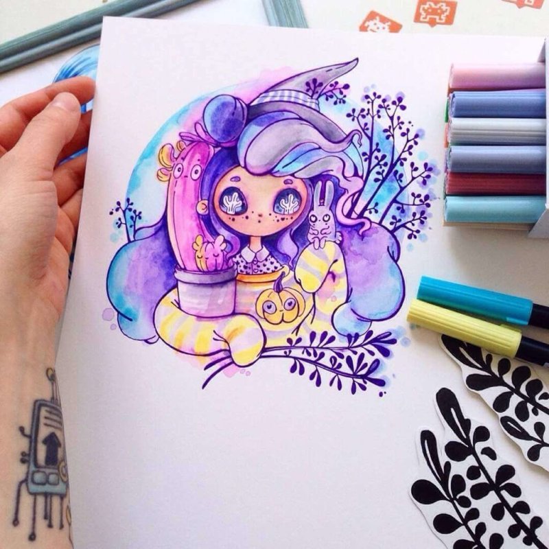 Мультяшные люди маркерами