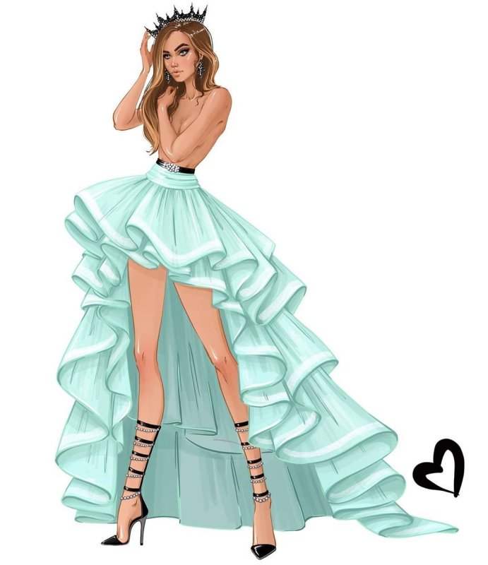 Девушки в платьях дизайнер рисунки