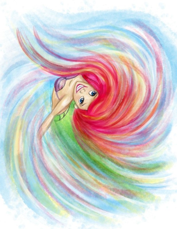 Рыбки акварельными карандашами