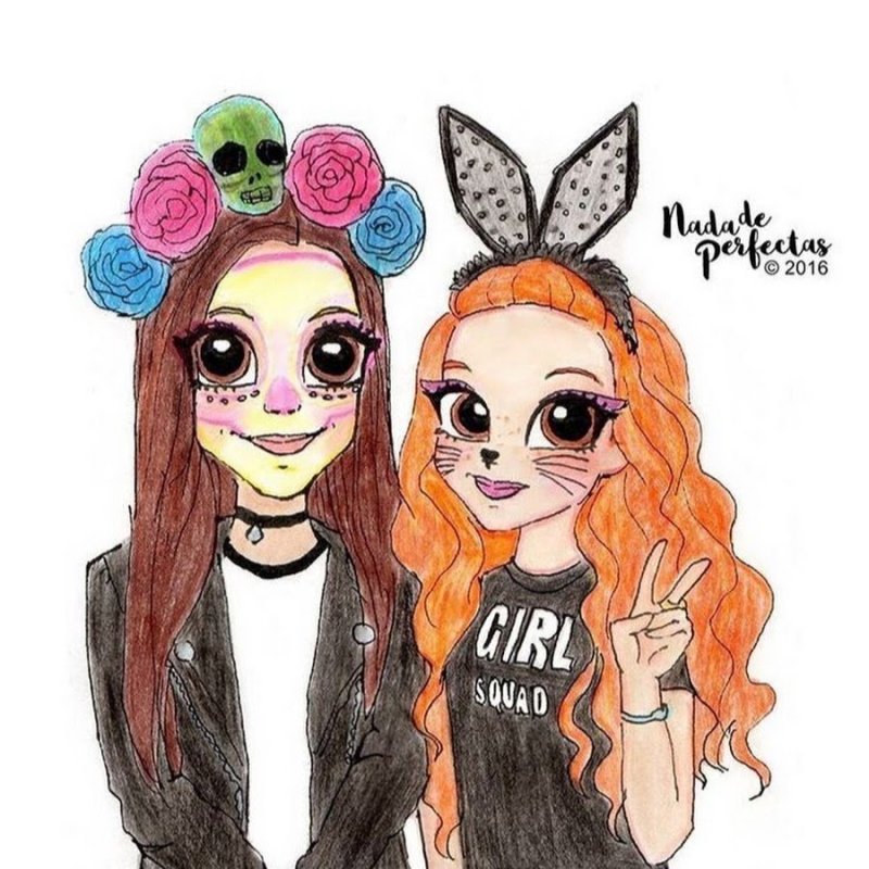 Картинки для срисовки две подруги