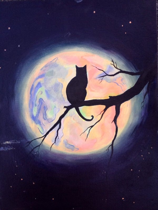 Космические рисунки акварелью