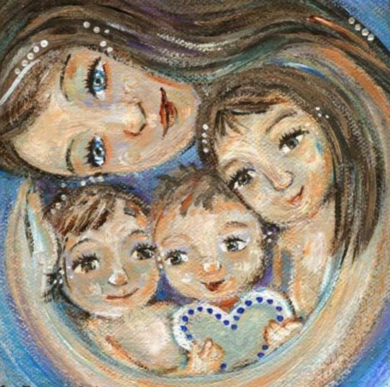 Картина мама с тремя детьми