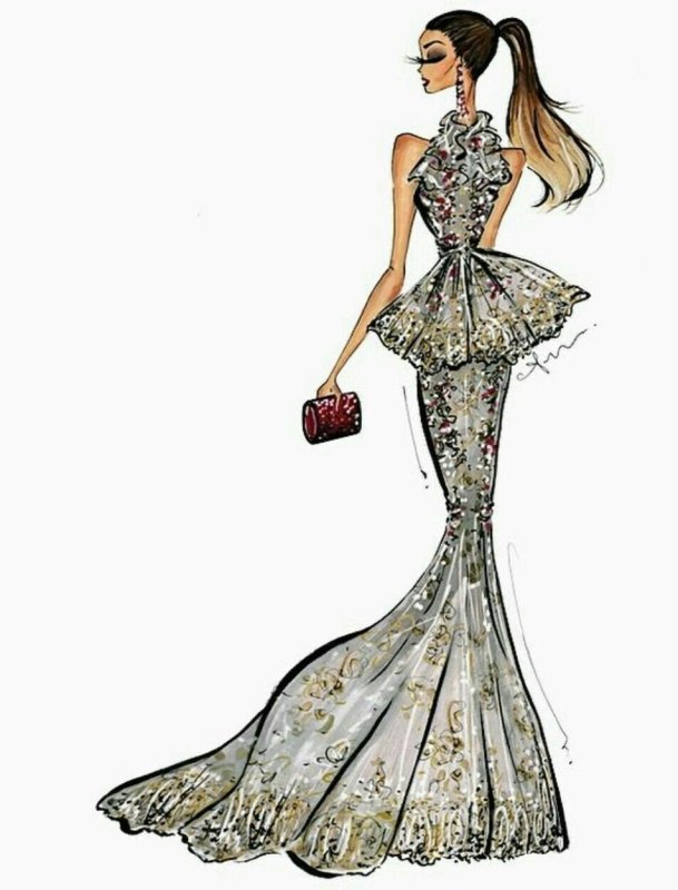Эскиз девушки в платье