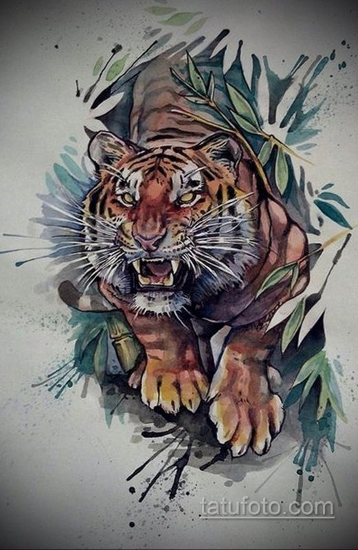 Тигр тату эскиз неотрад