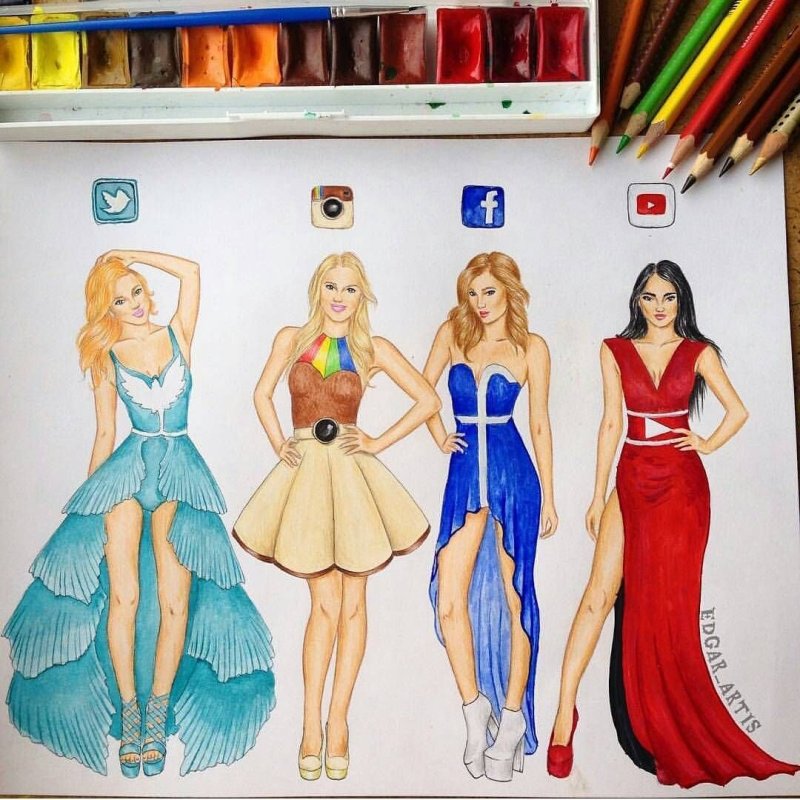 Нарисованные девочки в стиле приложений