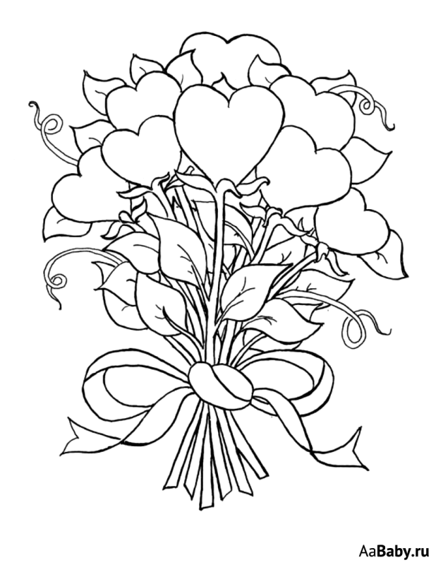 Рисунок розы для раскрашивания