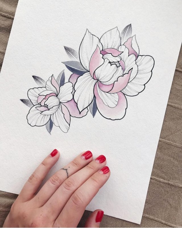 Хризантемы и пионы тату