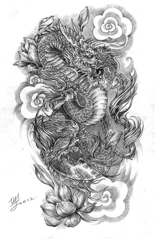Эскизы драконов для тату