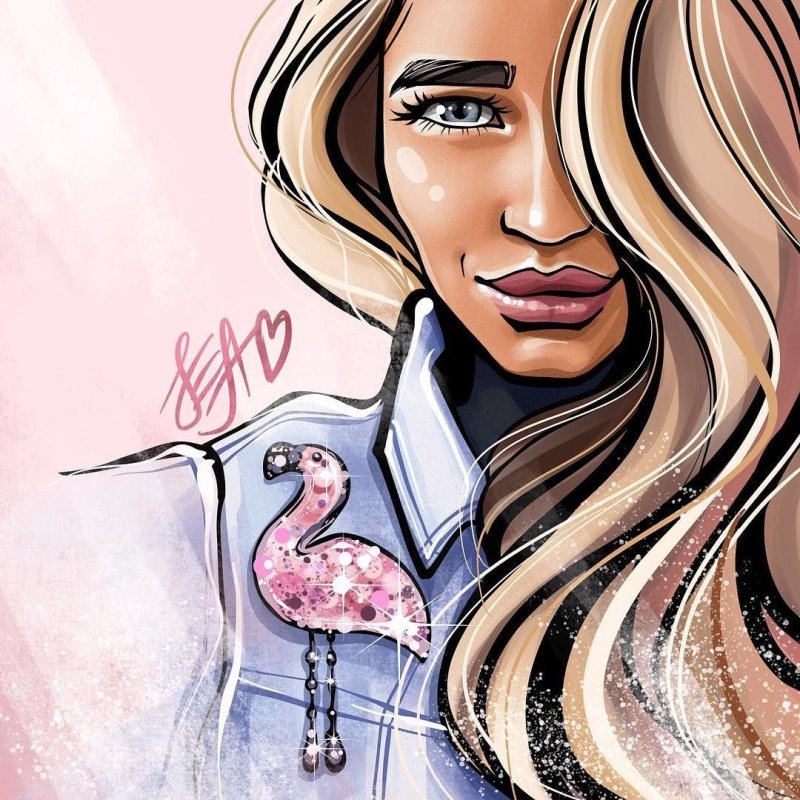 Нарисованная девушка Бьюти