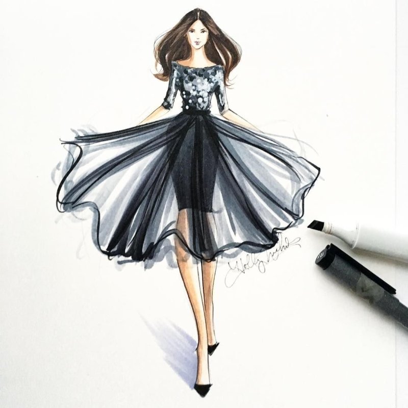 Романтический стиль одежды карандашом