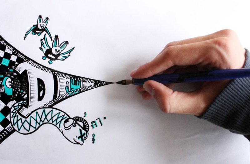 Лёгкие тату ручкой в тетради