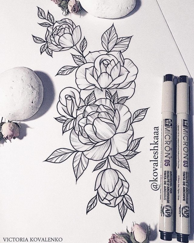 Цветы гелевой ручкой