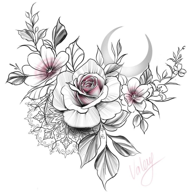 Эскизы тату цветы