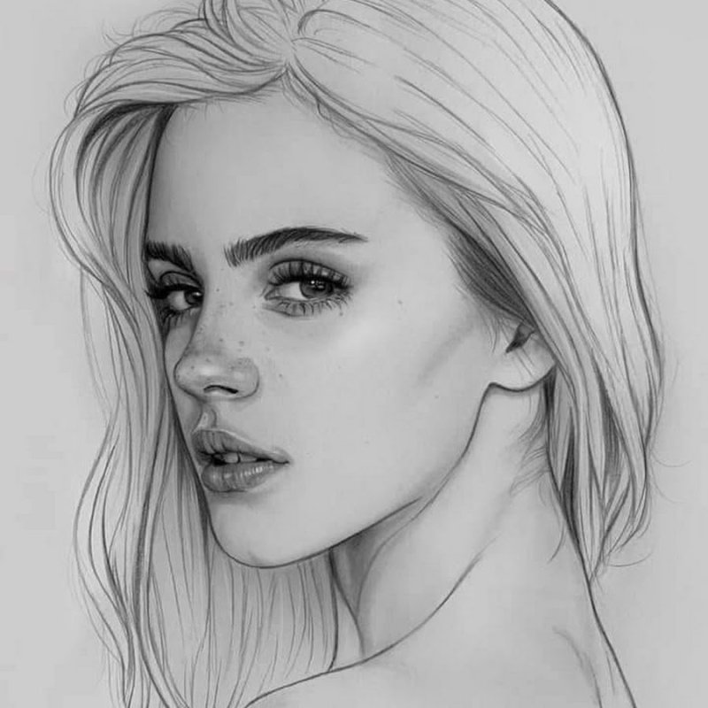 Рисунок девушки карандашом