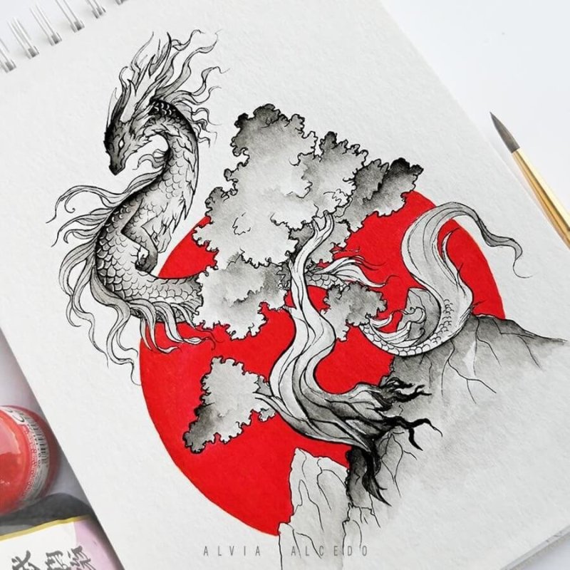 Рисунок дракона в интерьере