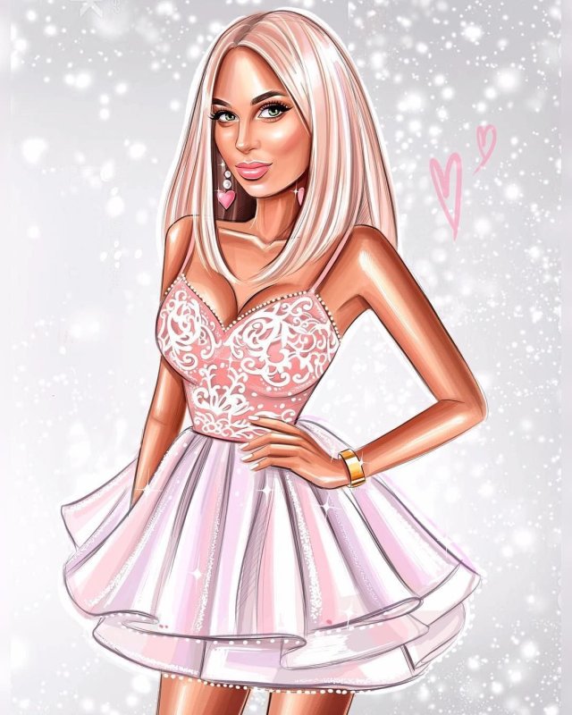 Девушки в платьях мультяшные