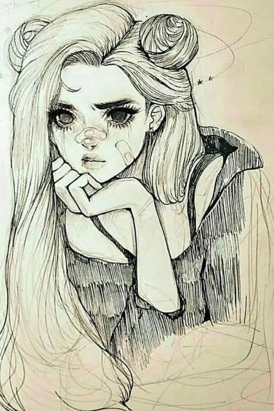 Нарисованная девушка с фотоаппаратом