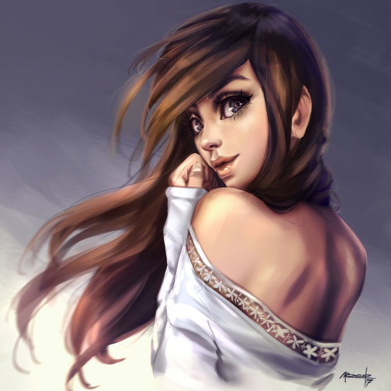 Нарисованная девушка в очках