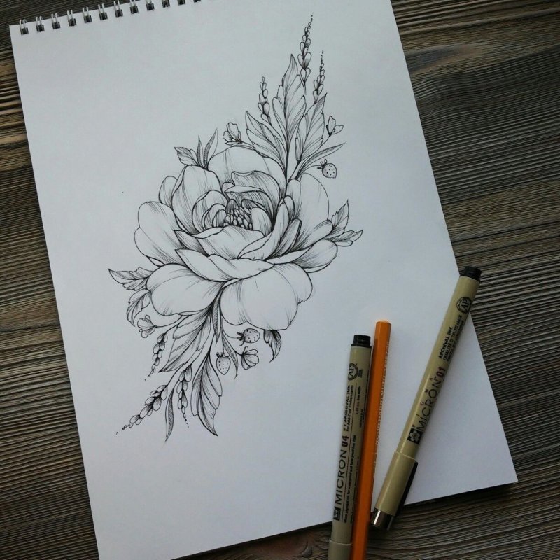 Пионы лайнворк