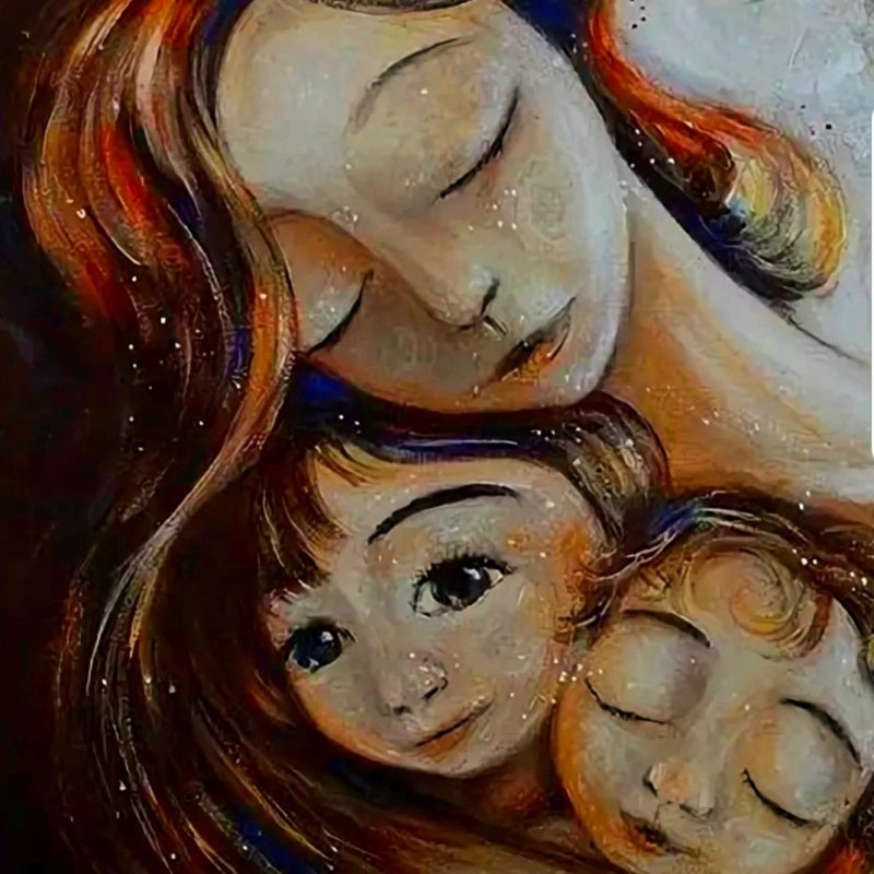 Мультяшная девушка с ребенком