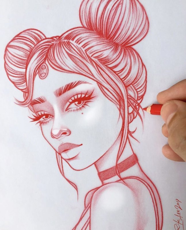 Скетчи красным карандашом