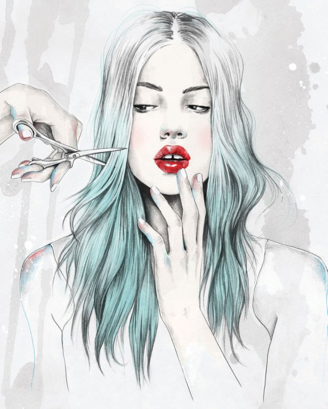 Лицо девушки акварелью