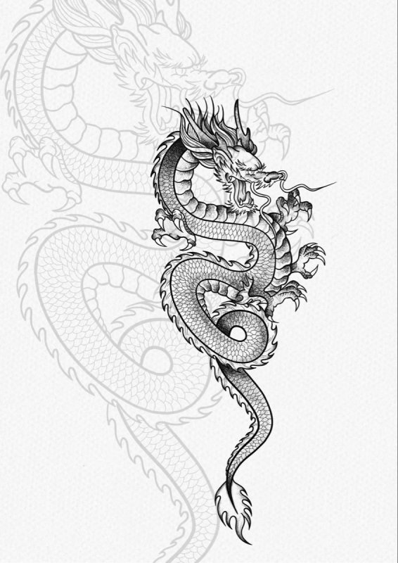 Дракон в стиле Графика