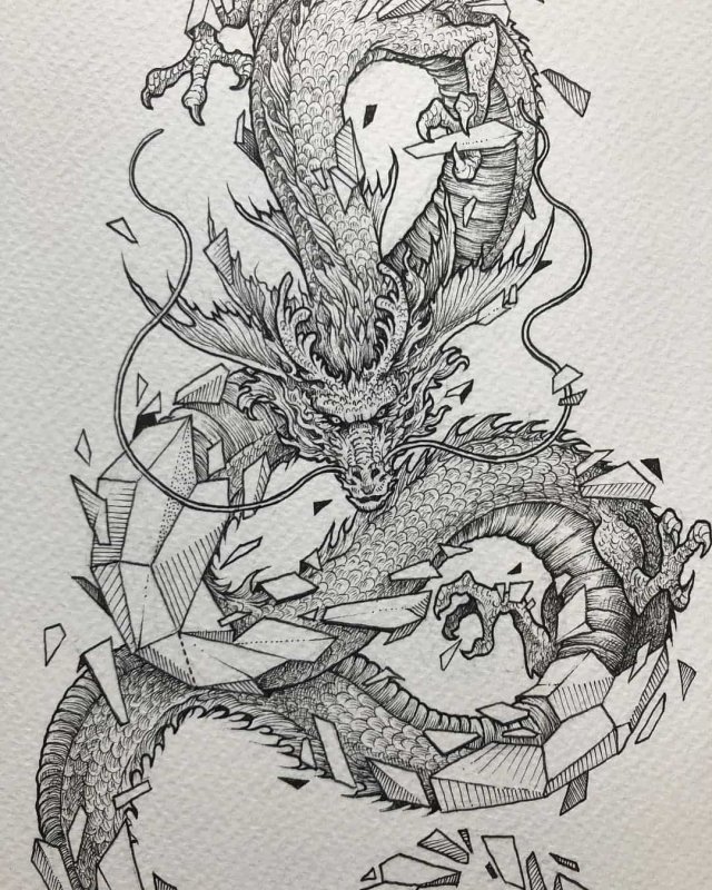 Дракон Япония скетч
