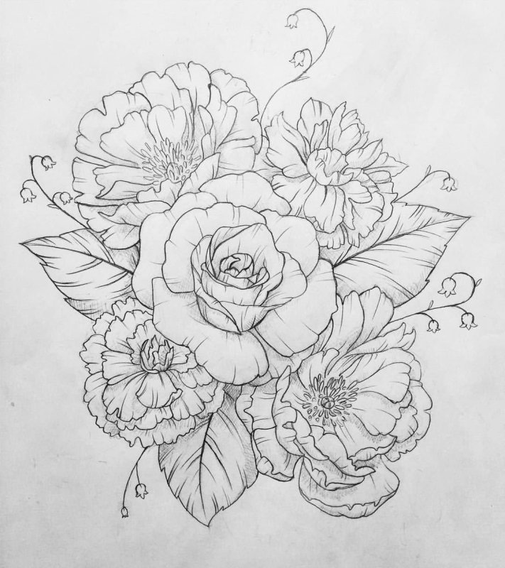 Тату роза эскиз